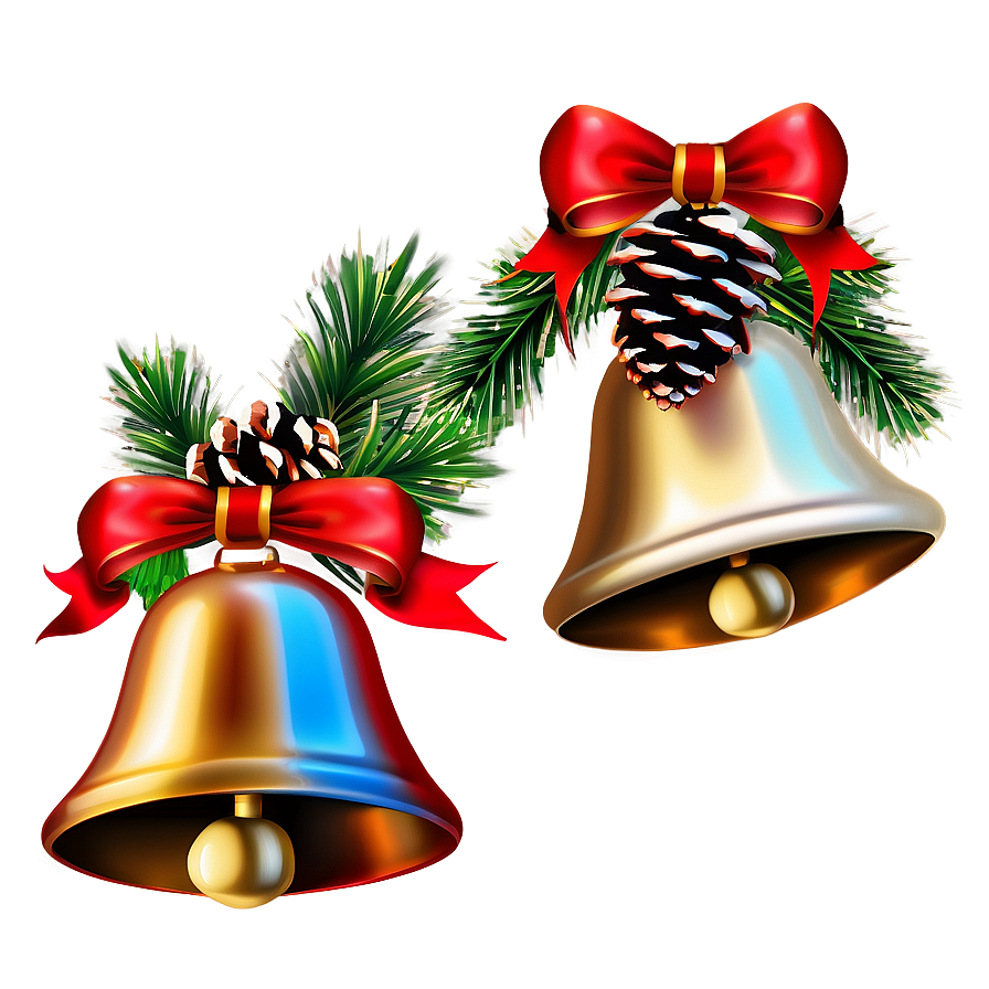 Christmas Bells With Pine Cones Png Qcw PNG image