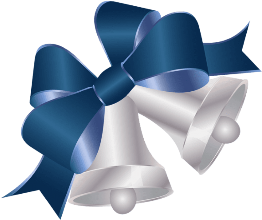 Christmas Bellswith Blue Ribbon PNG image