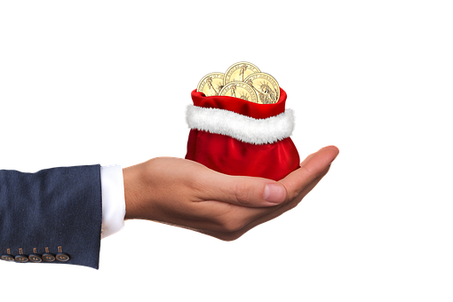 Christmas Bonus Coinsin Santa Sack PNG image