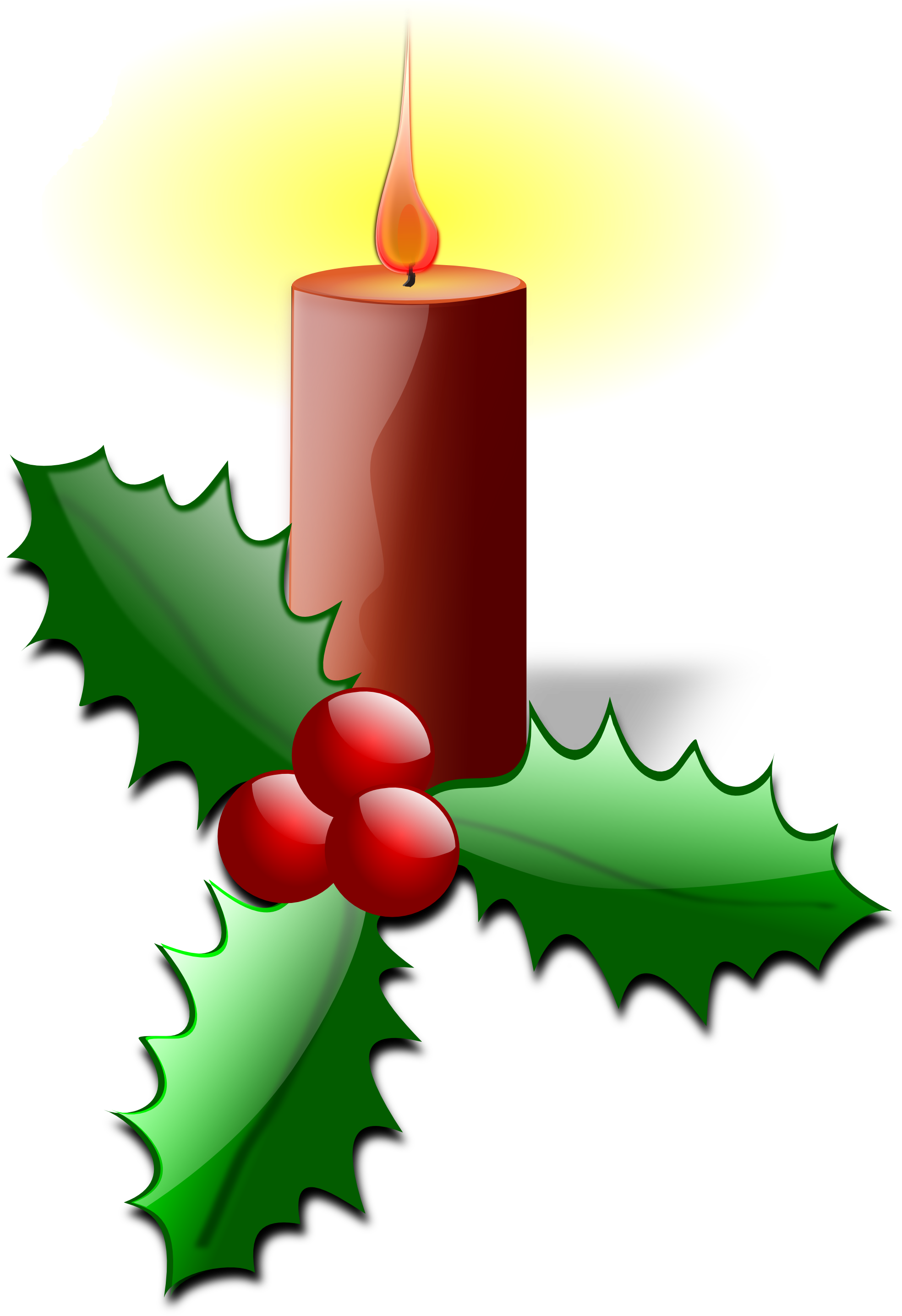 Christmas Candle Holly Clipart PNG image