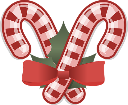 Christmas Candy Caneswith Bow PNG image