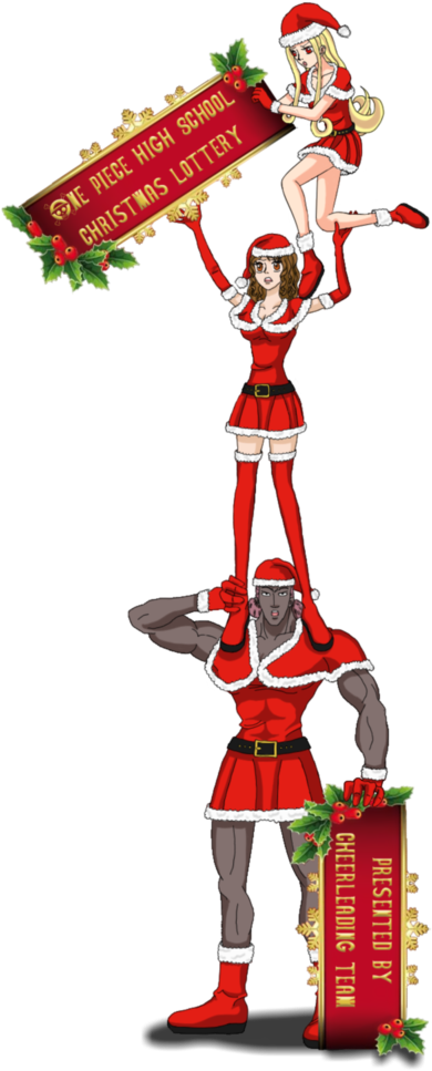 Christmas Cheerleader Pyramid Formation PNG image