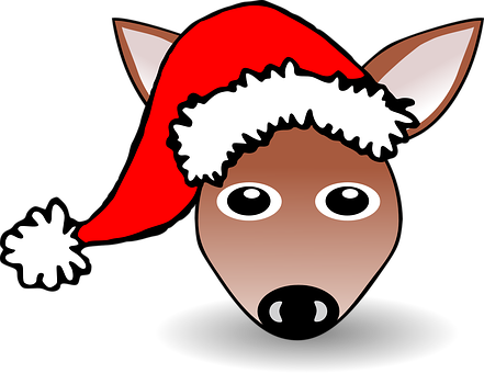Christmas Deer Santa Hat Cartoon PNG image