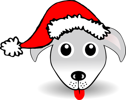 Christmas Dog Cartoon Santa Hat PNG image