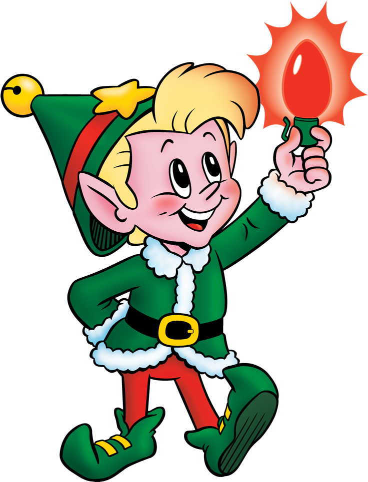 Christmas Elf Holding Candle Clipart PNG image