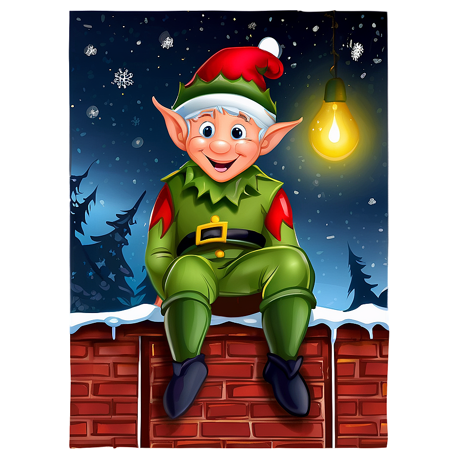 Christmas Elf In Chimney Png Nxi PNG image