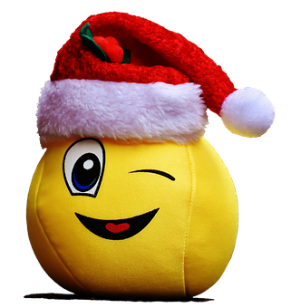 Christmas Emoji Plushwith Santa Hat PNG image