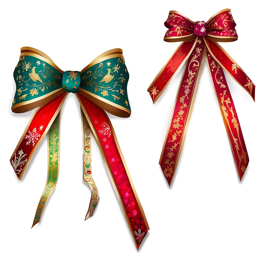 Christmas Eve Festive Ribbon Bows Png Vkj PNG image