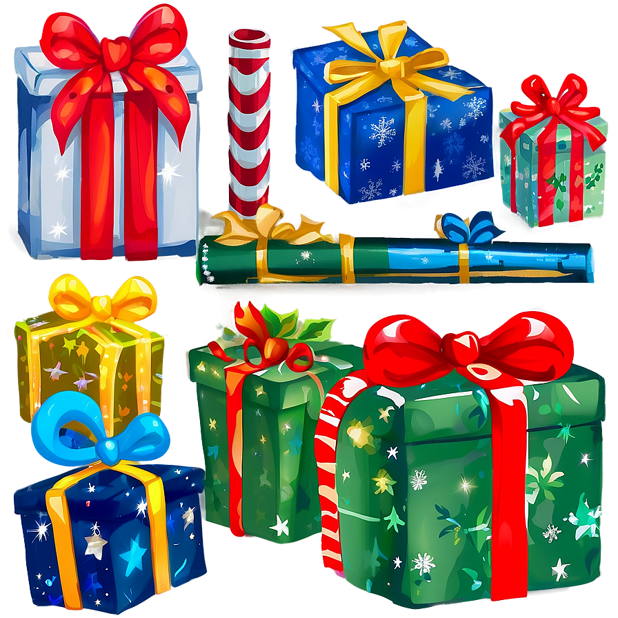 Christmas Eve Wrapped Presents Png Qxi8 PNG image