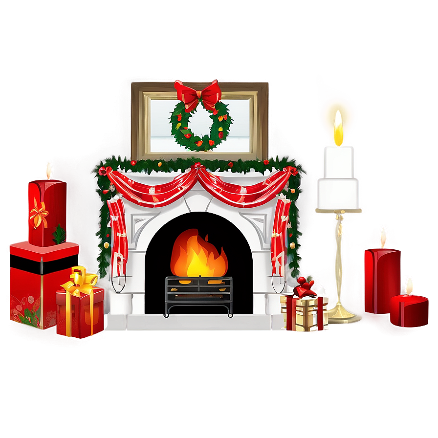 Christmas Fireplace Decor Png Aoa90 PNG image