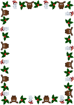 Christmas Frame Santa Reindeer Holly PNG image