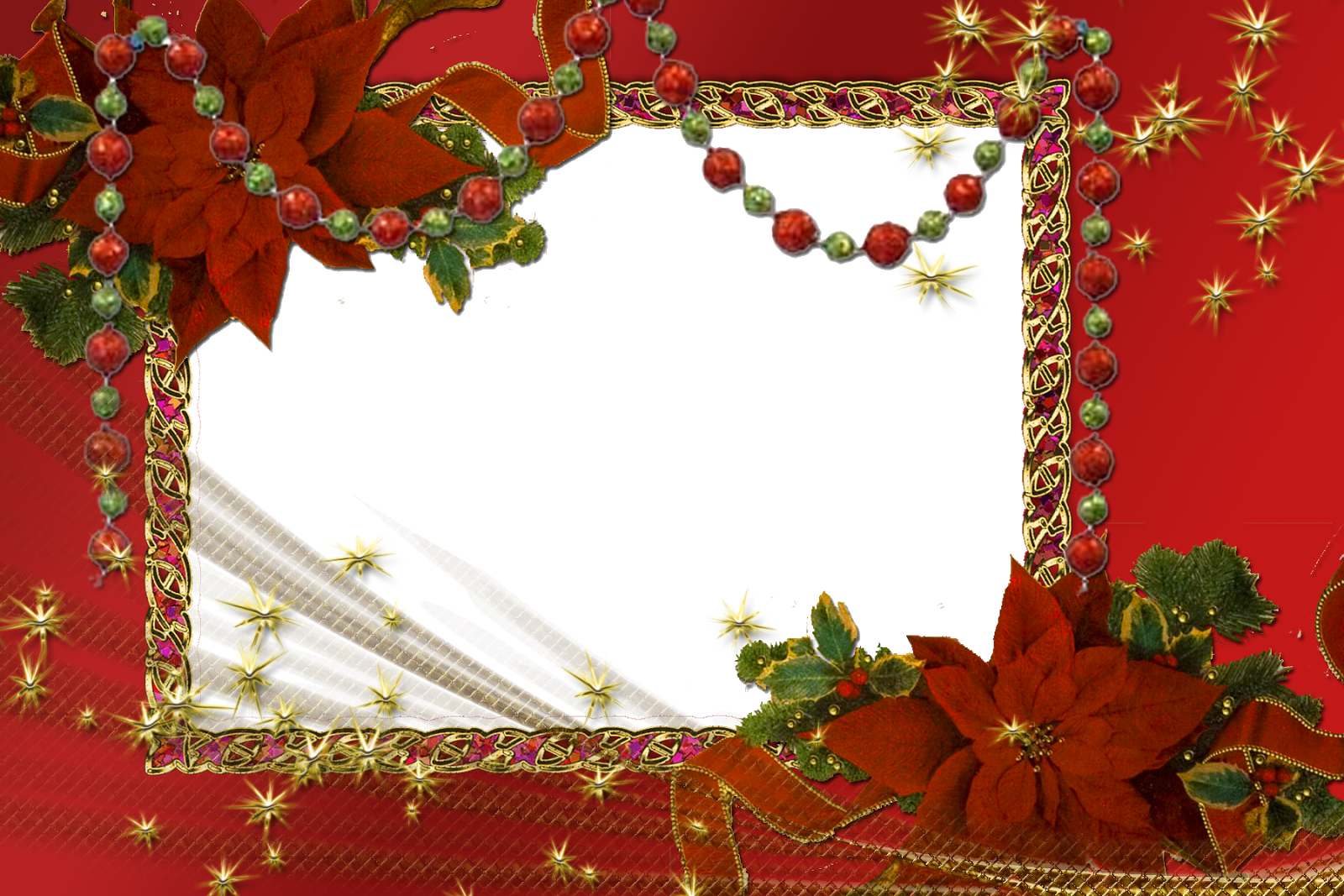 Christmas Framewith Poinsettiasand Sparkles PNG image