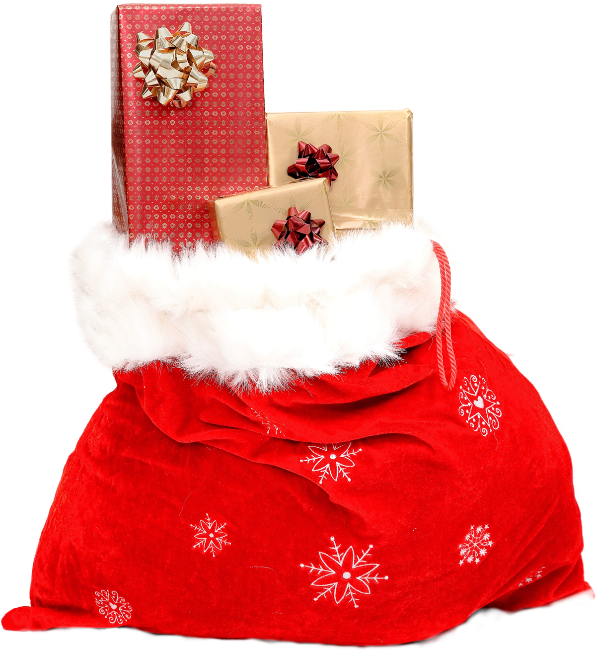 Christmas Giftsin Santa Bag PNG image