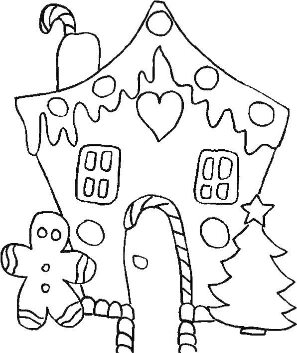 Christmas Gingerbread House Coloring Page PNG image