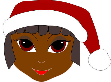 Christmas Girl Cartoon Portrait PNG image