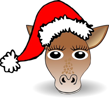 Christmas Horse Cartoon Santa Hat PNG image