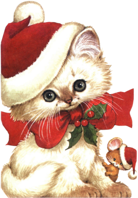 Christmas Kittenand Mouse Friends PNG image