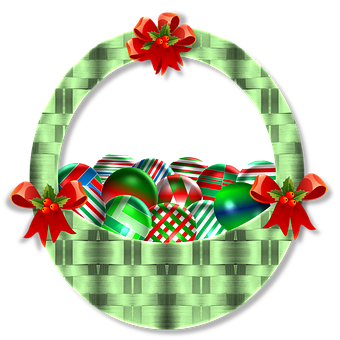 Christmas Ornament Basket Graphic PNG image