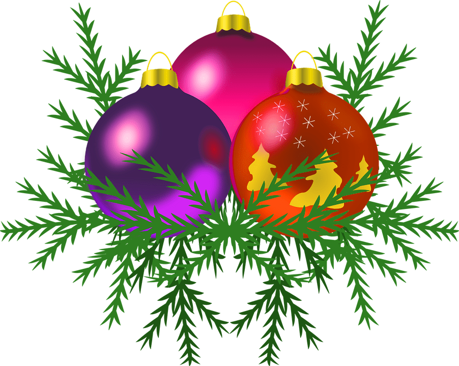 Christmas Ornamentson Pine Branches.png PNG image