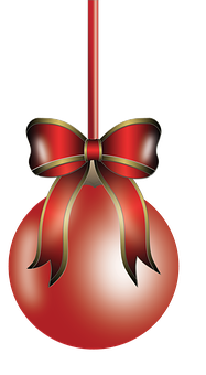 Christmas Ornamentwith Red Bow PNG image