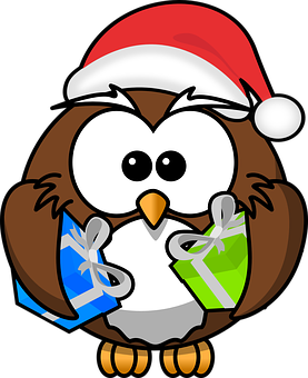 Christmas Owlwith Gifts PNG image