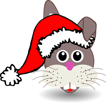 Christmas Rabbit Cartoon Santa Hat PNG image