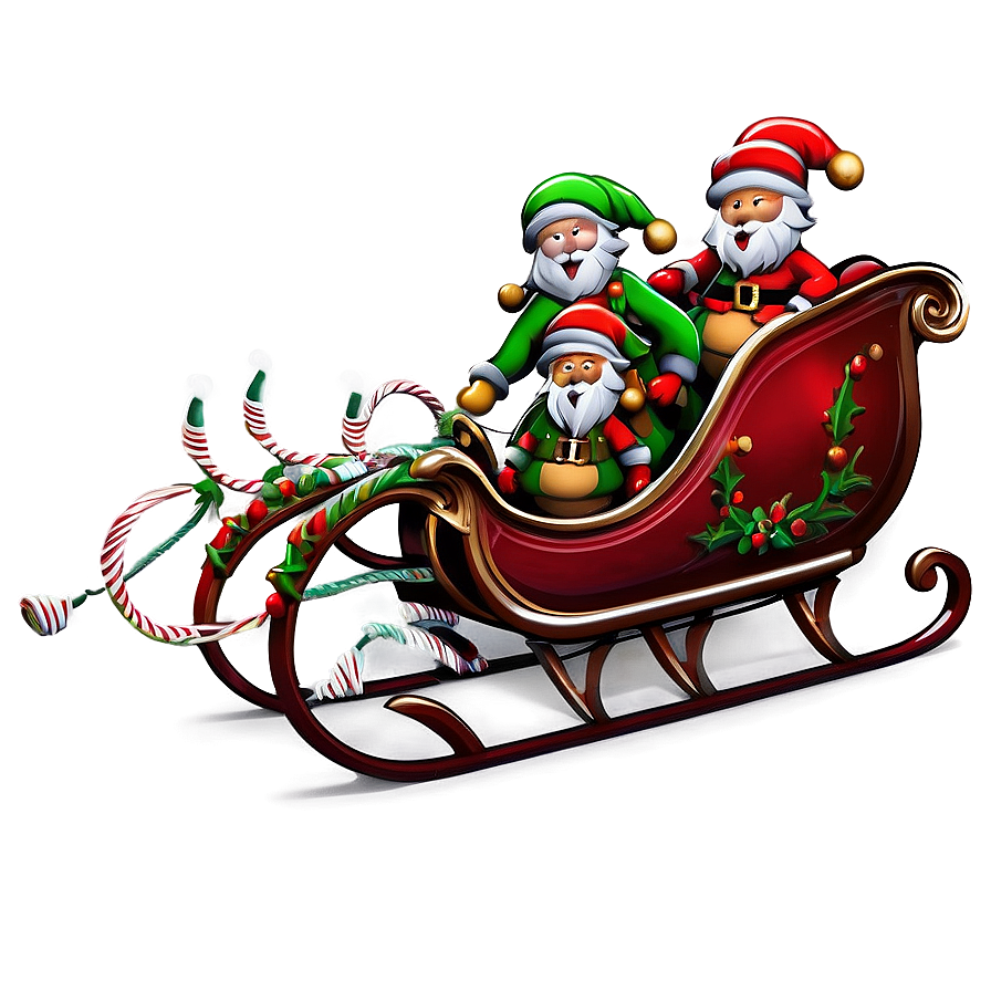 Christmas Sleigh With Elves Png 73 PNG image