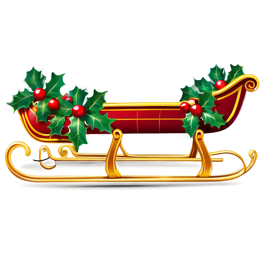 Christmas Sleigh With Holly Png 77 PNG image