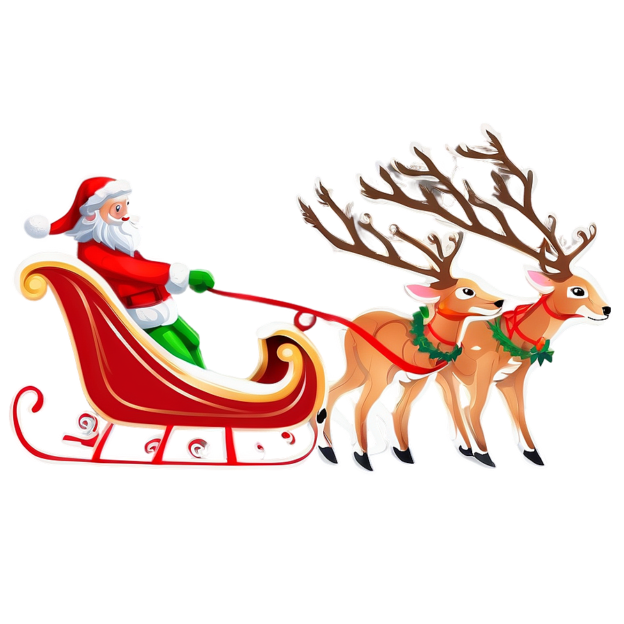 Christmas Sleigh With Reindeers Png Fuk97 PNG image