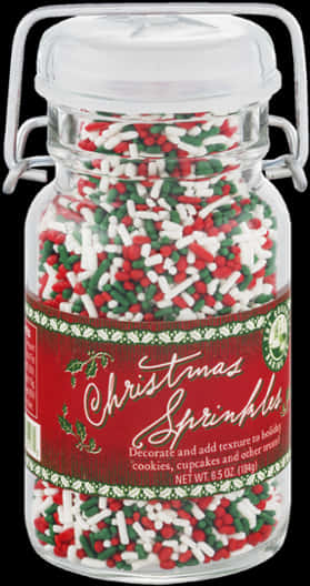 Christmas Sprinklesin Glass Jar PNG image