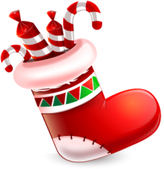 Christmas Stocking Candy Cane Clipart PNG image