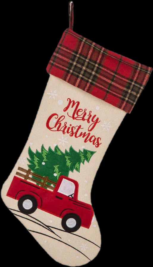 Christmas Stocking Red Truck Design PNG image