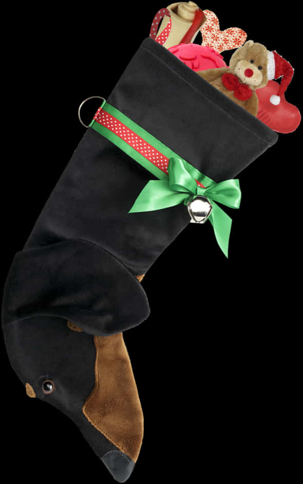 Christmas Stocking Stuffed With Giftsand Toys PNG image