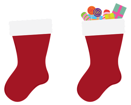 Christmas Stockingswith Candyand Gifts PNG image