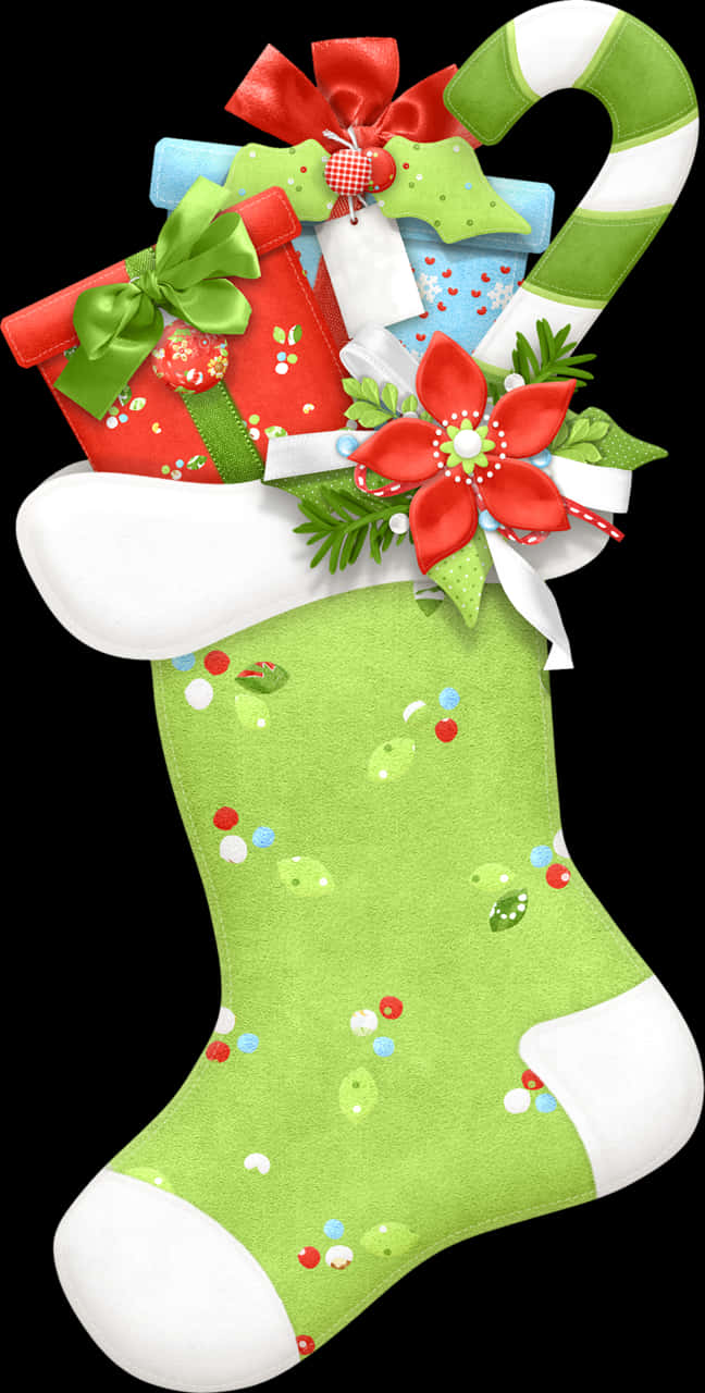 Christmas Stockingwith Giftsand Candy Cane PNG image