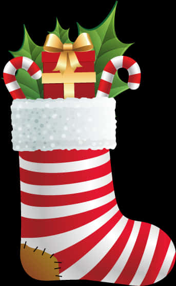 Christmas Stockingwith Giftsand Candy Canes PNG image