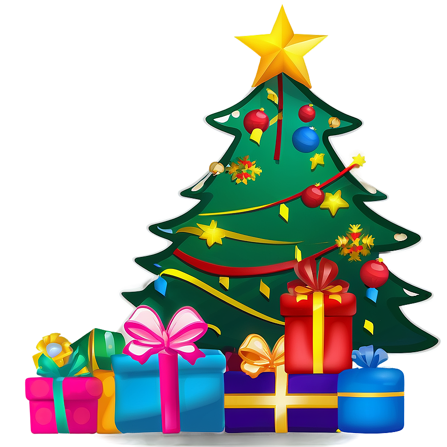 Christmas Tree And Presents Outline Png 97 PNG image