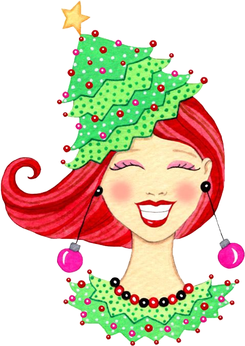 Christmas Tree Hairstyle Redhead Illustration.png PNG image