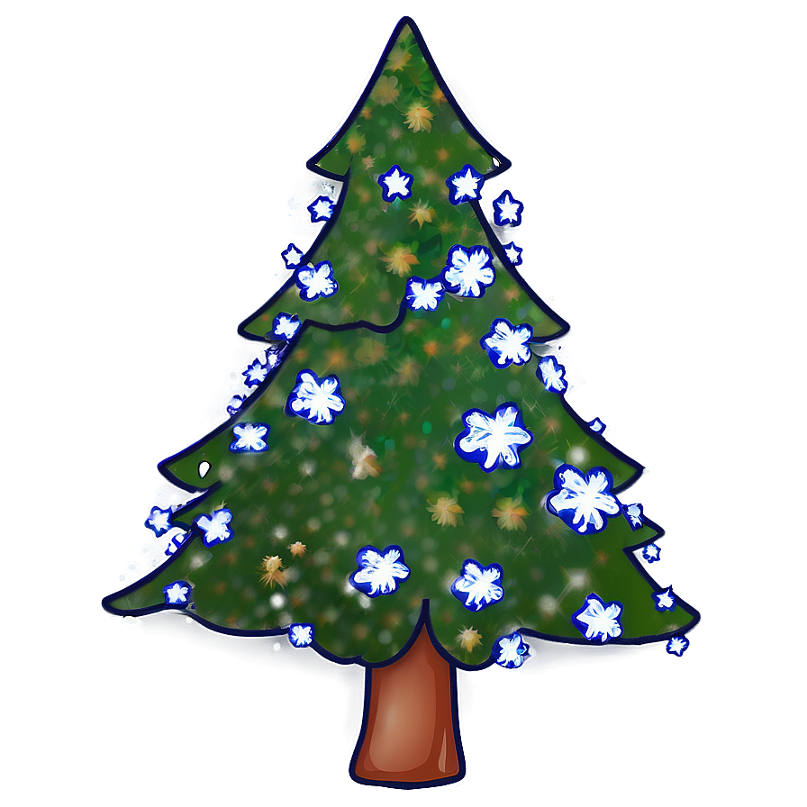 Christmas Tree Outline With Snowflakes Png 06132024 PNG image