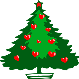 Christmas Tree With Hearts Decoration PNG image