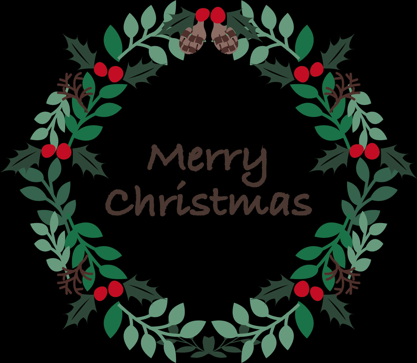 Christmas Wreath Greeting Graphic PNG image