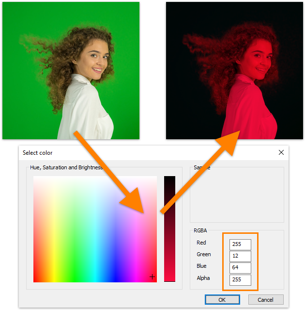 Chroma Key Color Selection Process PNG image