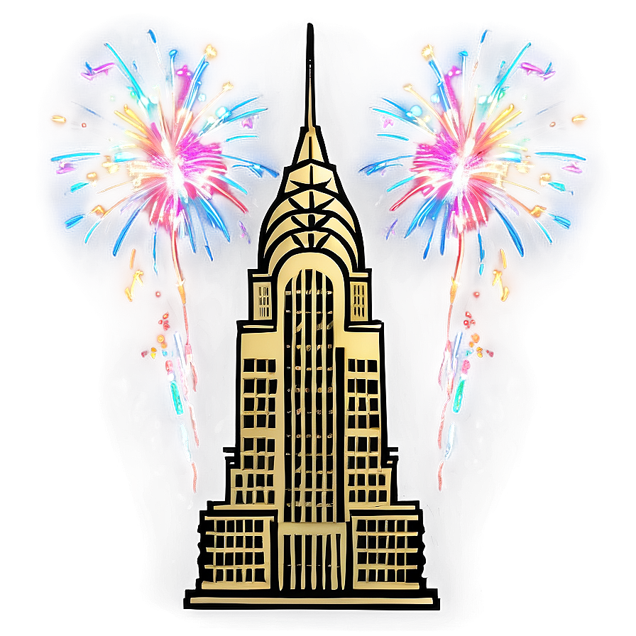 Chrysler Building With Fireworks Png Ner PNG image