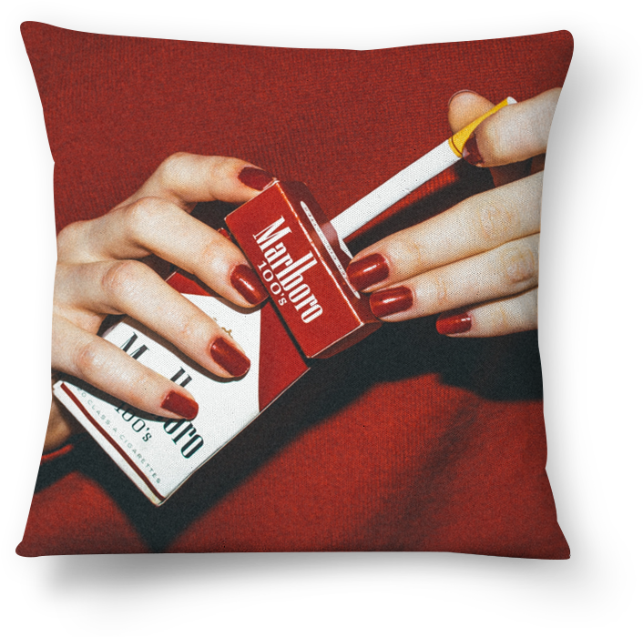 Cigarette Packand Handon Red Cushion PNG image