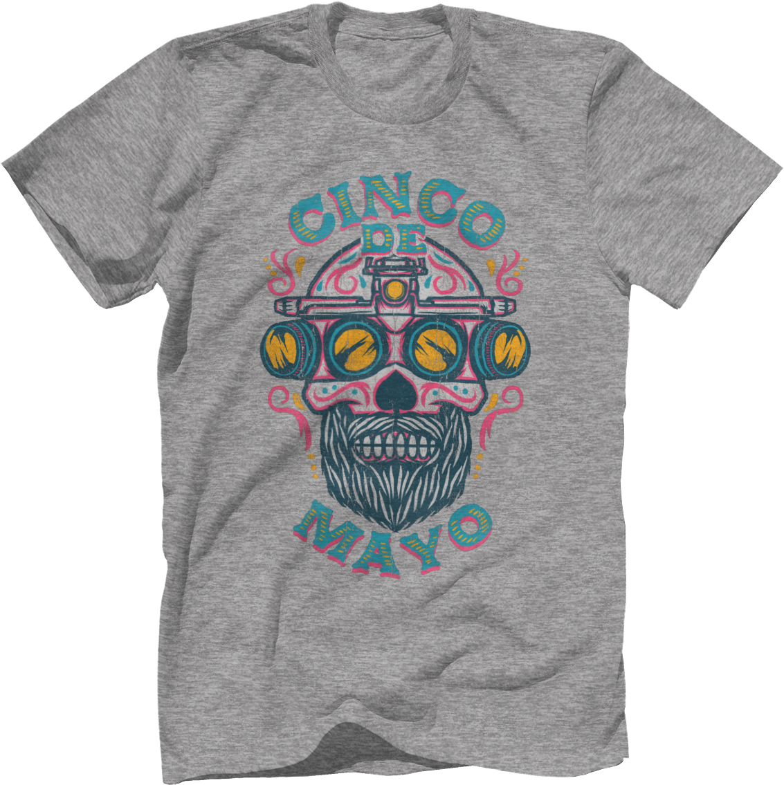 Cincode Mayo Skull Tshirt Design PNG image