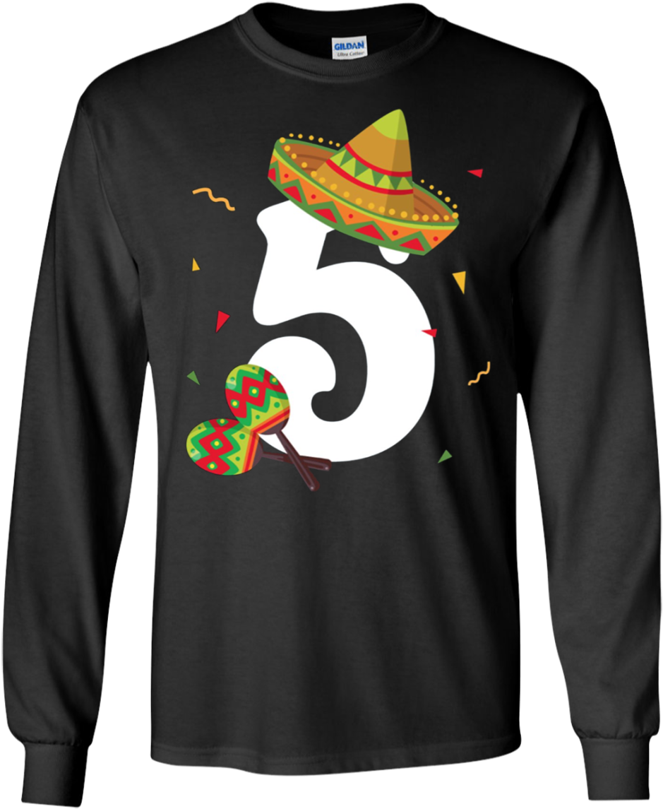 Cincode Mayo Themed Number5 Long Sleeve Shirt PNG image