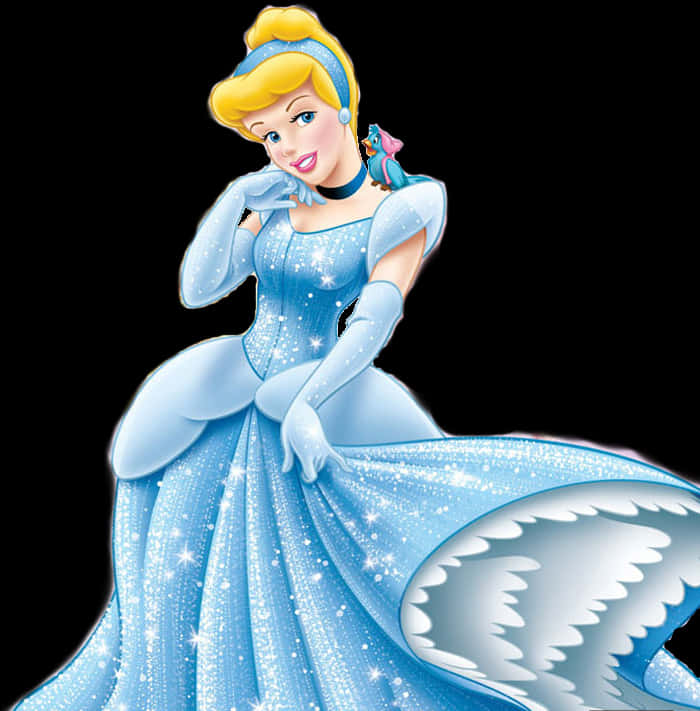 Cinderella Blue Gown Glitter PNG image