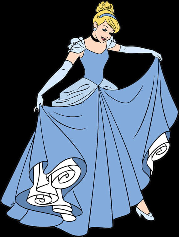 Cinderella Classic Blue Dress Illustration PNG image