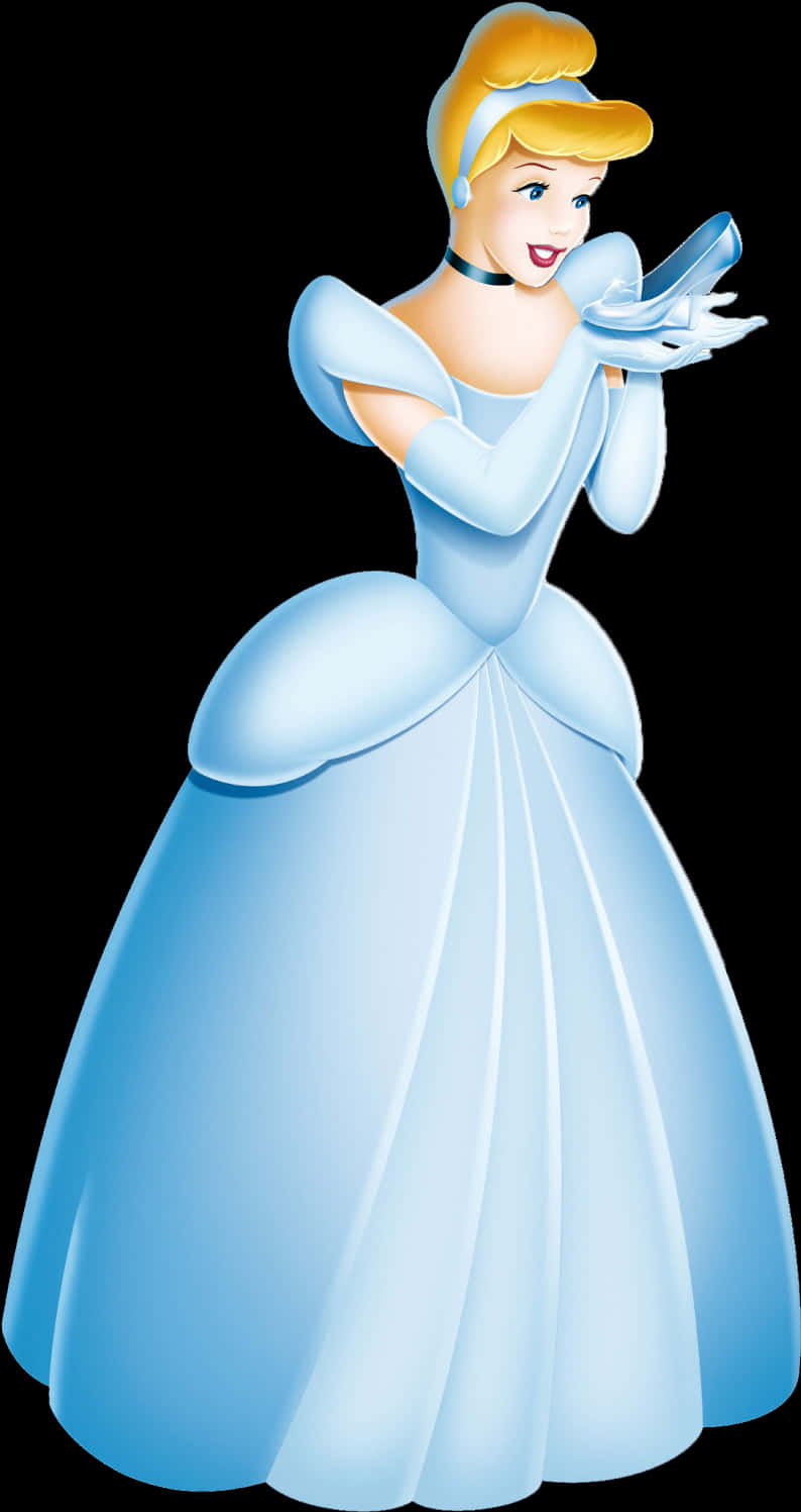 Cinderella Holding Glass Slipper PNG image