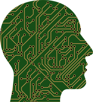 Circuit Board Brain Silhouette PNG image